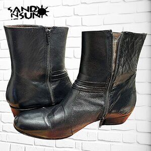 Stunning Men's Leather Short with Side Zip Ankle Boots - 10.5